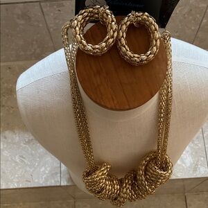 Rainbow Gold Statement Necklace and Earring Set